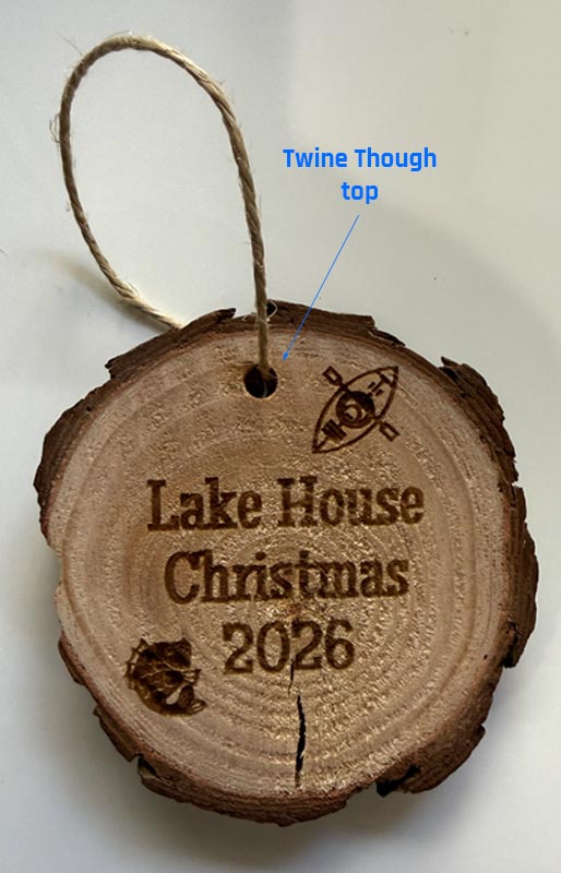 custom wood slice -christmas ornament twine through sides