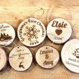 Laser Engraved Natural Wood Slices