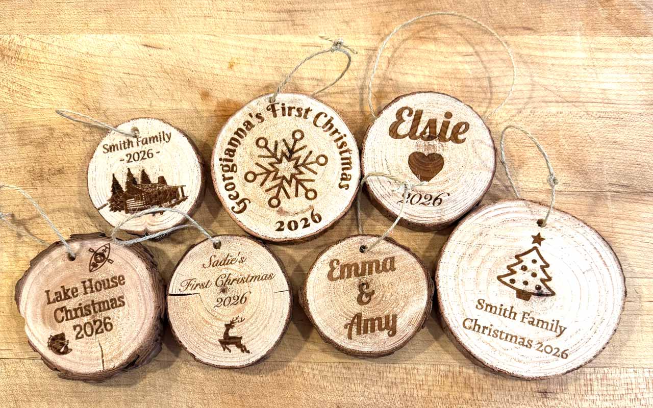 Laser Engraved Natural Wood Slices