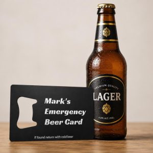Personalized stainless steel wallet bottle opener, credit card size
